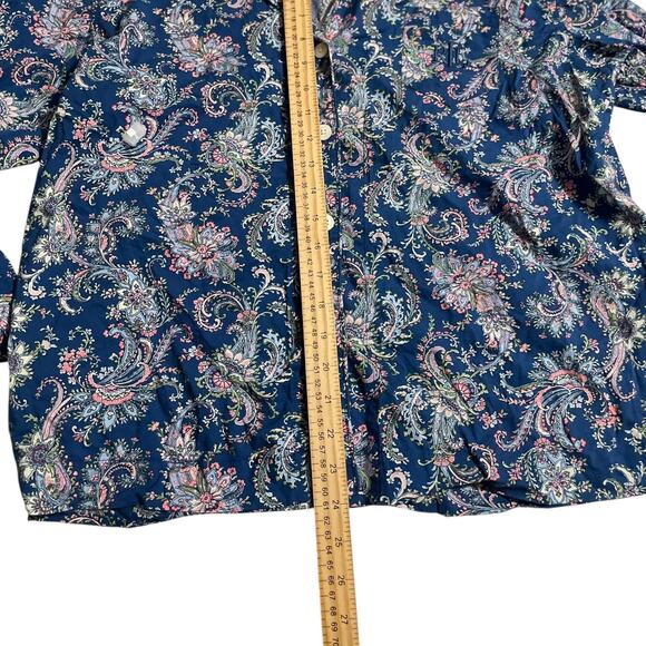 Lauren Ralph Lauren Sleep Shirt Womens XL Blue Paisley Black Label Sleepshirt - Picture 11 of 12